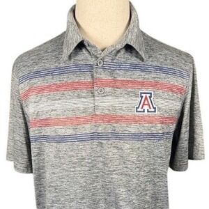 Arizona Wildcats Captivating Mens Polo Shirt Grey Striped NCAA Size Large